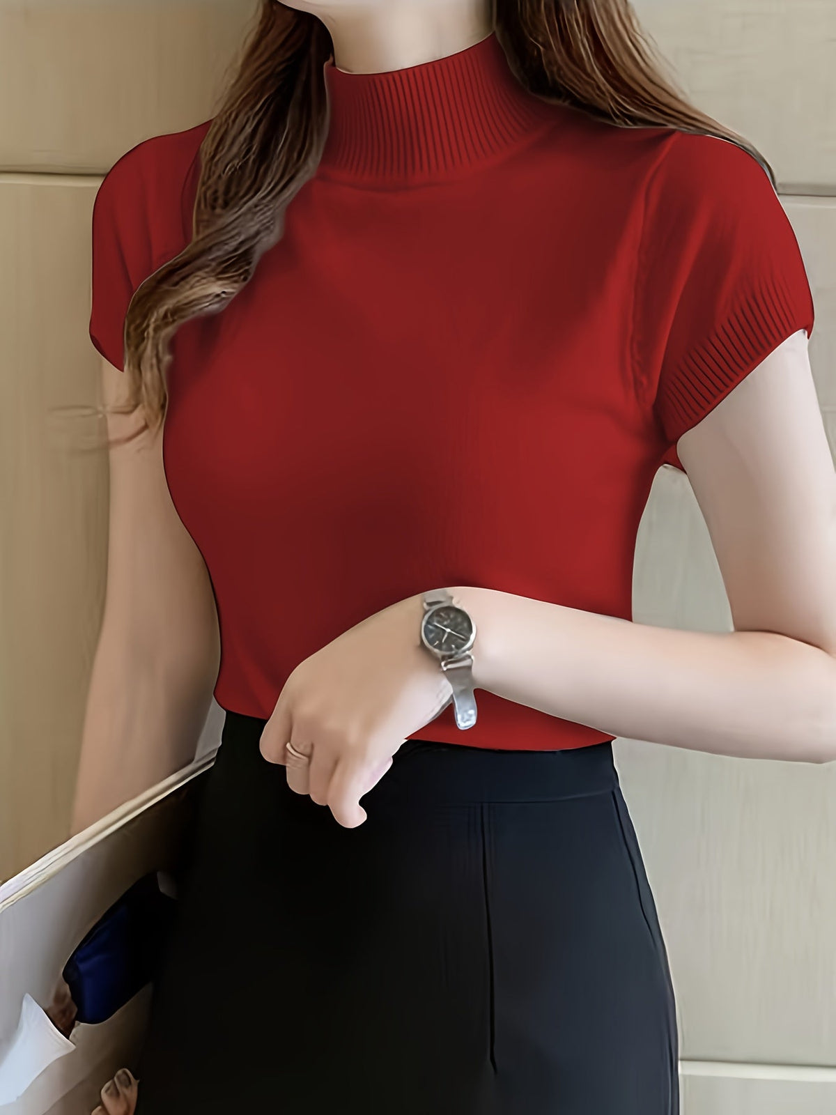 Kessoro women's short-sleeve mock-neck top in one of five colourways, view 29 of 29