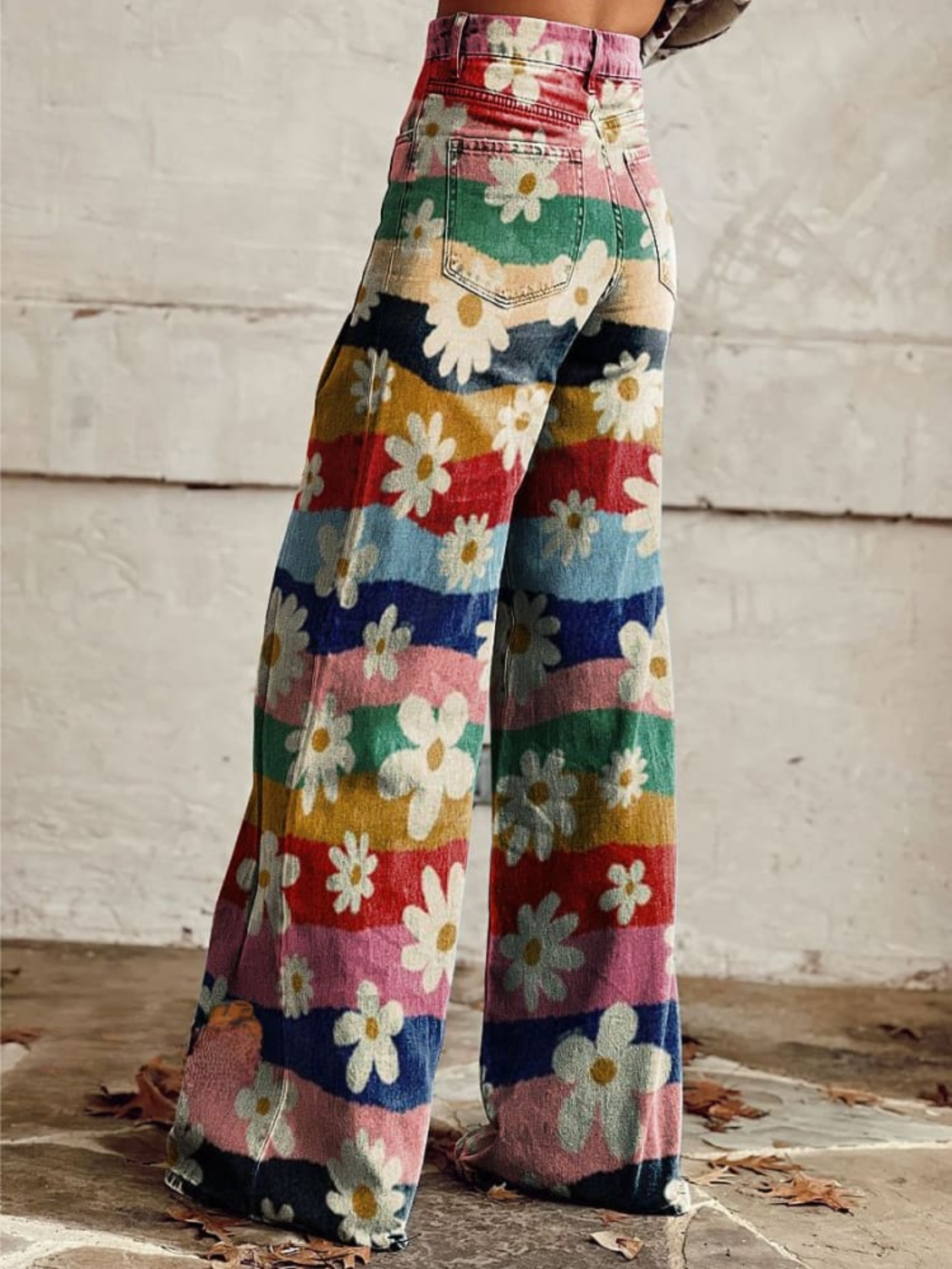 Kessoro women's loose-fit pants in a bright multicolor floral print