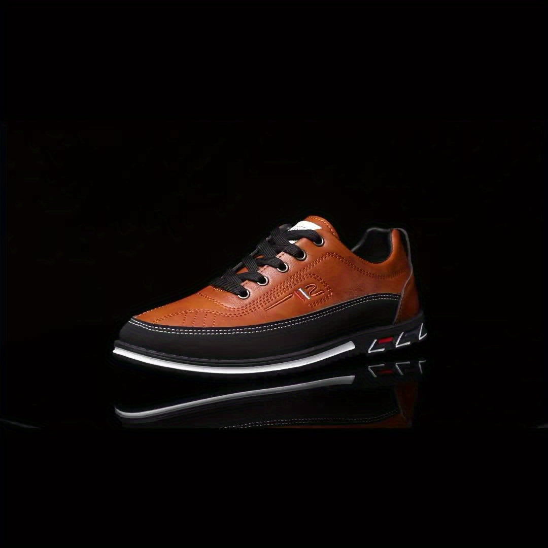 Men's refined cushioned lace-up dress shoes in orange, black and grey, view 10