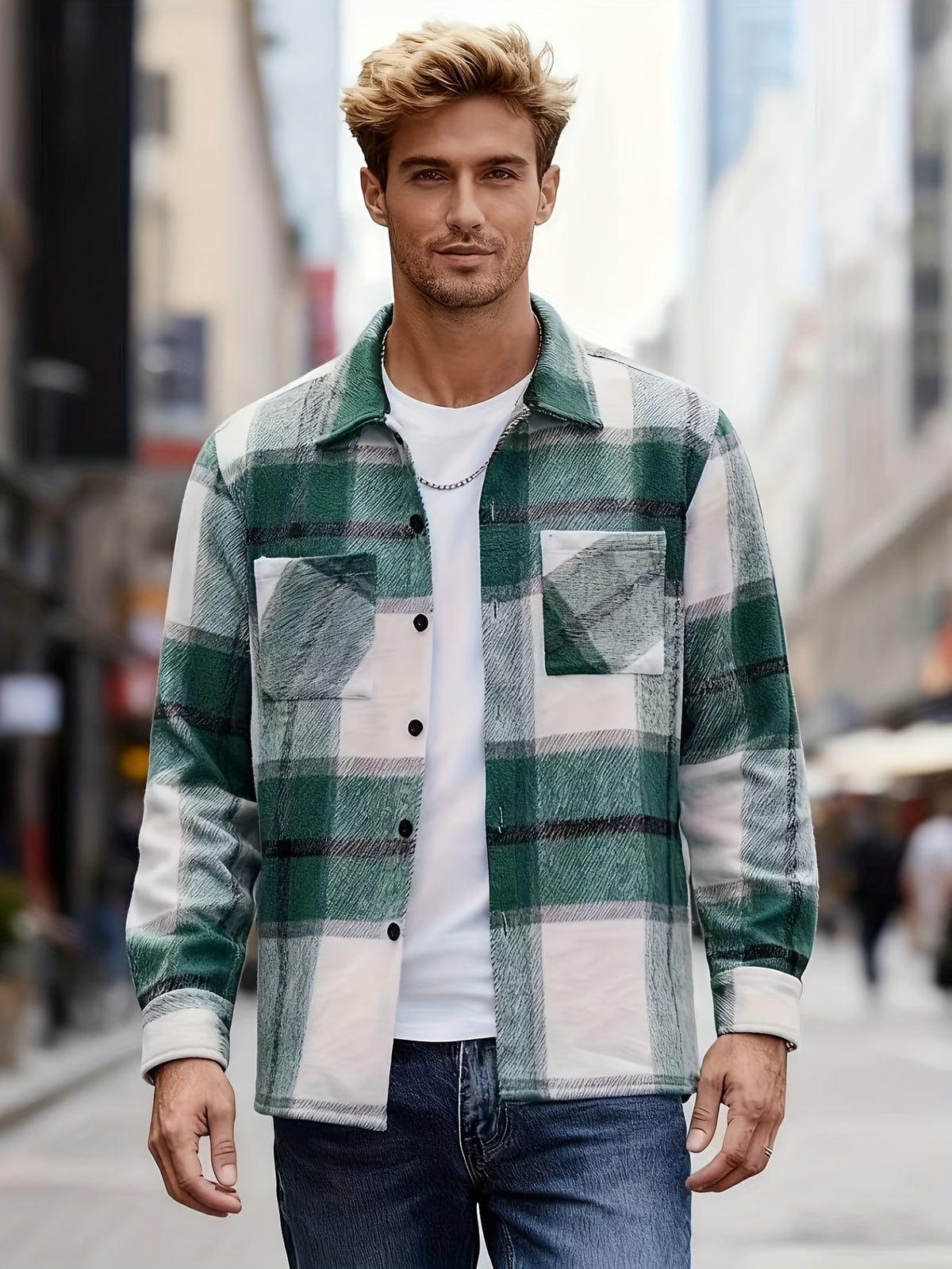 Kessoro men's rugged heavyweight check overshirt in warm autumnal check colourways