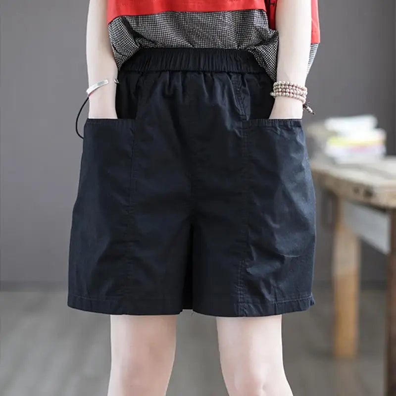 Kessoro Women's High-Waist Cotton Shorts with Pockets — view 7