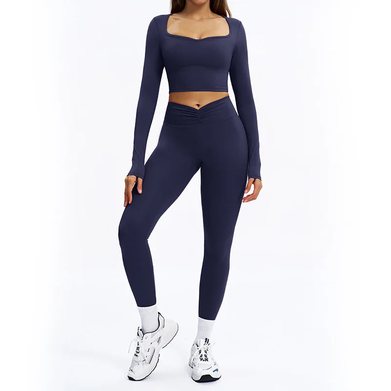 Women's long-sleeve 2-piece set, care and fabric label