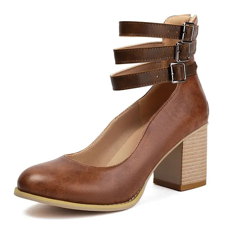 Kessoro Women's Round-Toe Block Heel Pumps — view 10