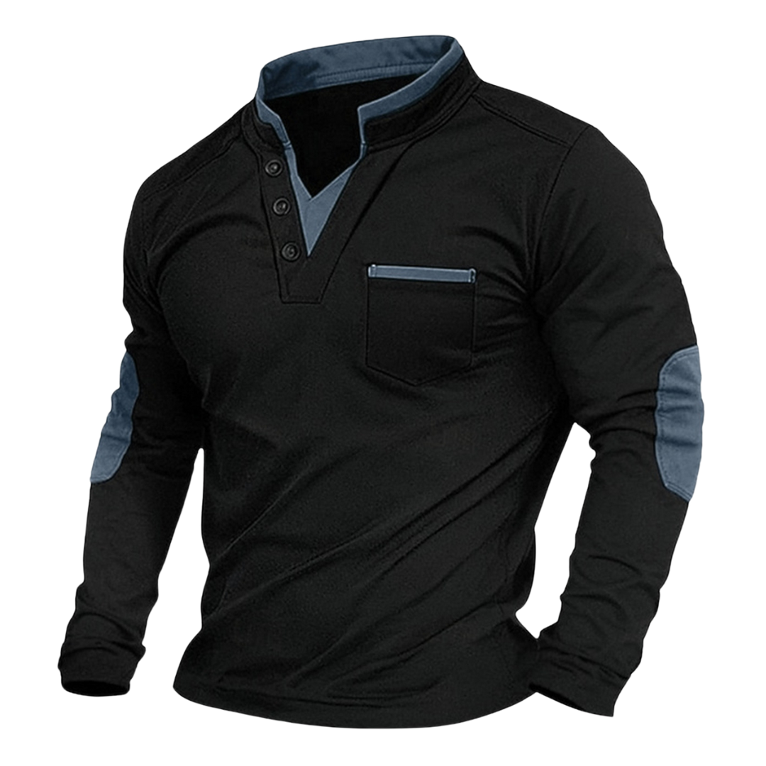 Kessoro men's classic V-neck relaxed fit sweatshirt in brown, gray, army green and blue