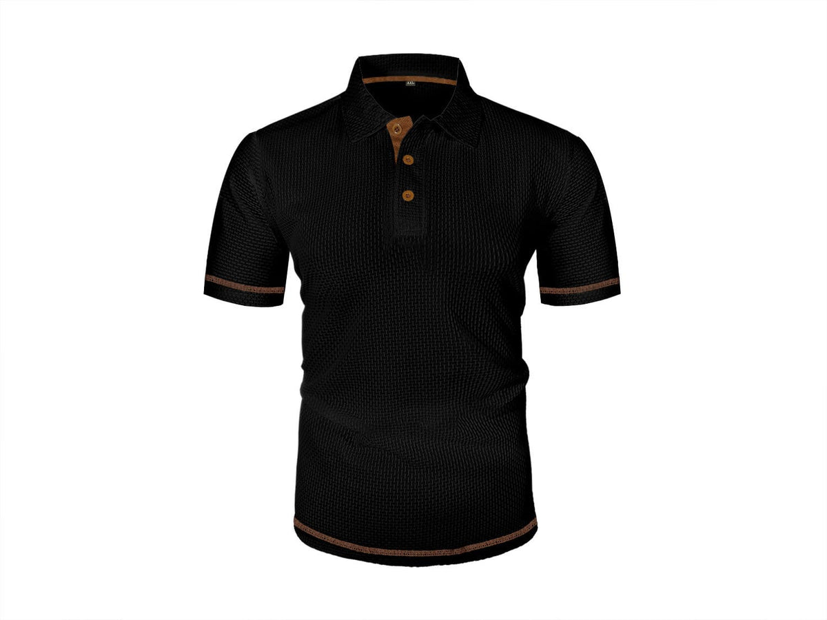Kessoro men's refined textured short-sleeve polo shirt in white, black, dark blue and light blue