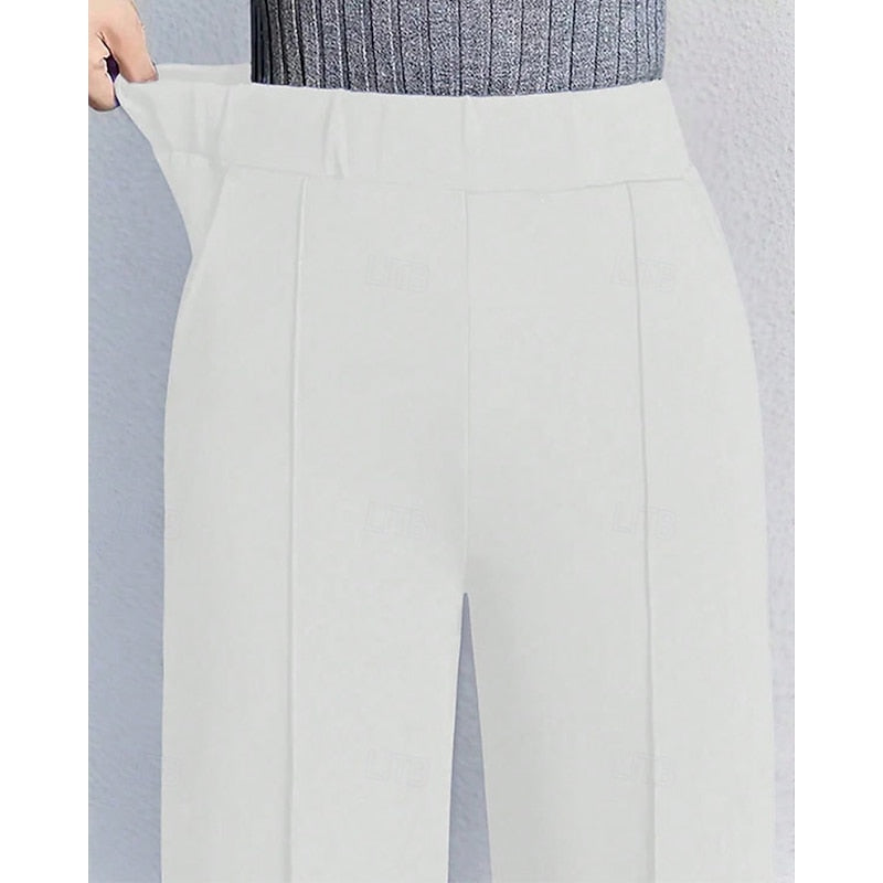 Kessoro women's high-waist wide-leg tailored pants in black and white