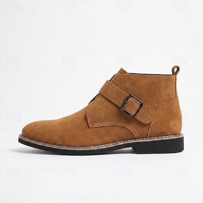 Kessoro men's buckle detail business casual ankle boots in brown - view 2