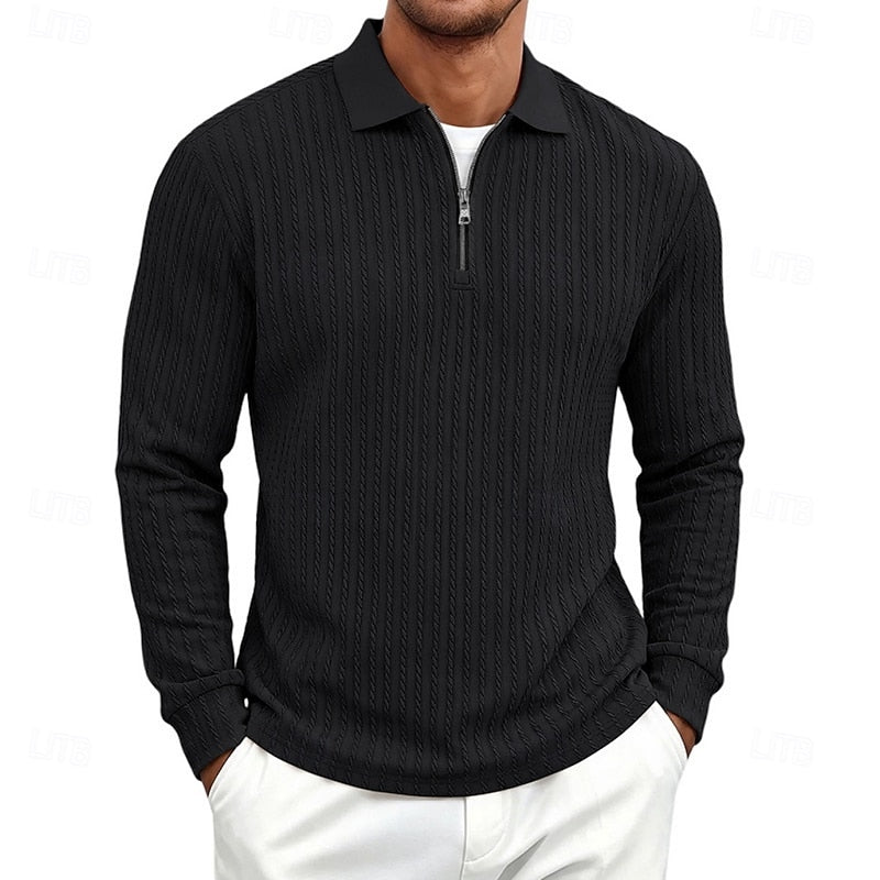 Kessoro men's textured quarter-zip polo shirt in one of six colourways, view 10 of 10