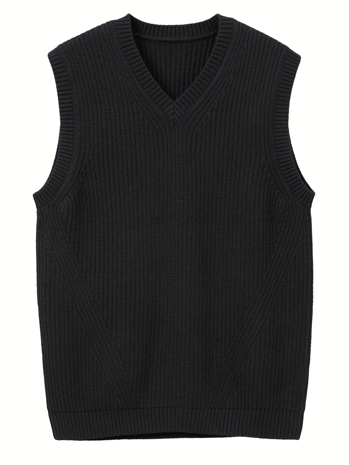 Kessoro Men's Classic V-Neck Ribbed Sweater Vest in black - men's apparel, view 3 of 7
