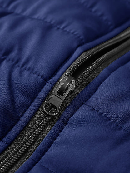 Kessoro Men's Quilted Stand-Collar Puffer Vest in military green and royal blue - men's apparel, view 15 of 19