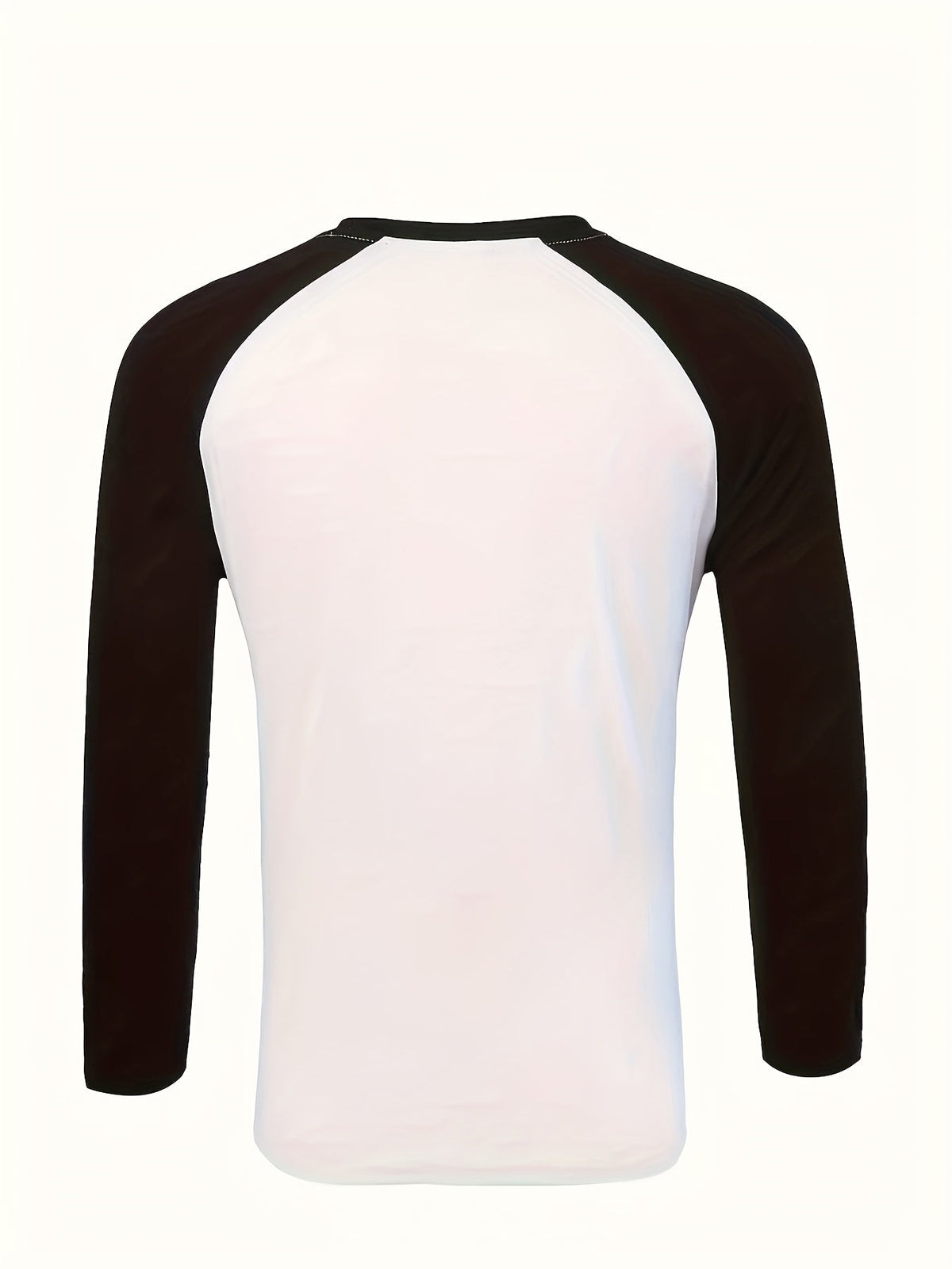 Men's two-tone raglan long-sleeve t-shirt in black, light grey and white, front view 2
