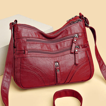 Kessoro women's vintage relaxed slouch shoulder bag in red, brown, black, gray, purple and blue
