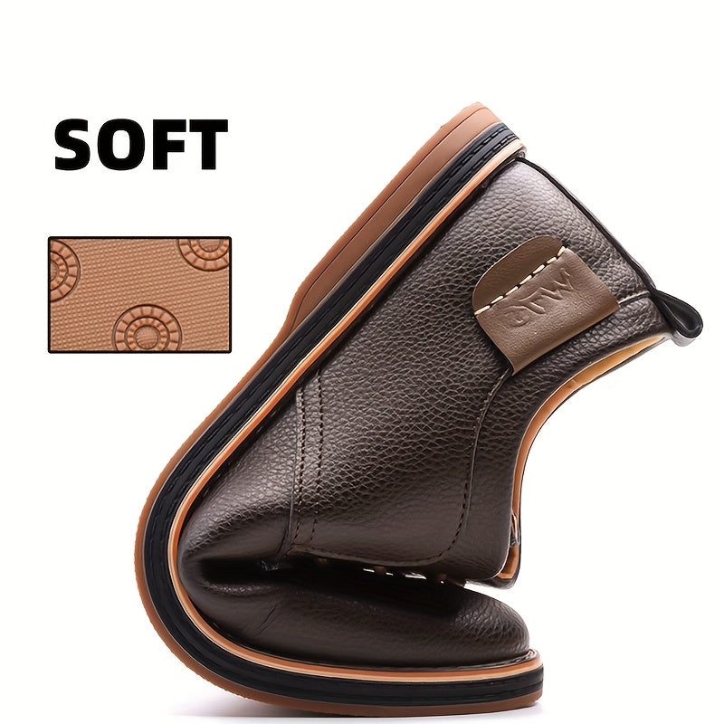 Men's classic leather-look lace-up derby shoes in brown and black, view 4