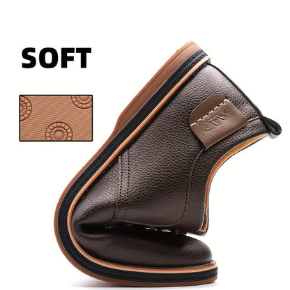 Men's classic leather-look lace-up derby shoes in brown and black, view 4