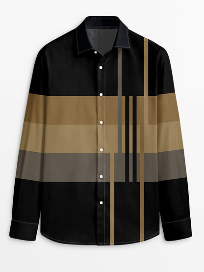 Kessoro men's colour-block long-sleeve shirt in brown, dark grey or black, view 3 of 17