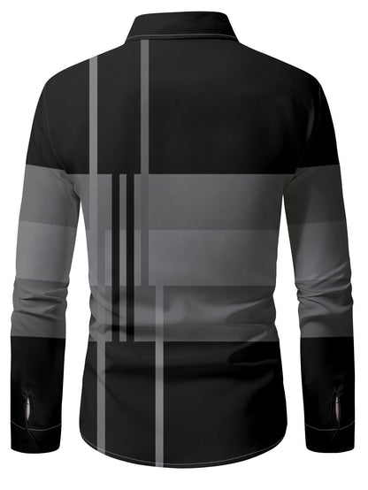 Kessoro men's colour-block long-sleeve shirt in brown, dark grey or black, view 8 of 17