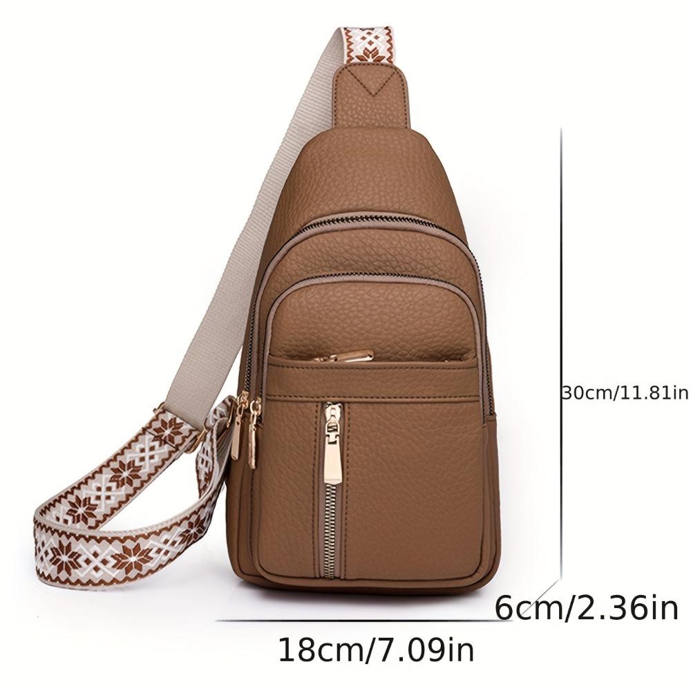 Kessoro women's multi-compartment side sling bag in khaki, light green, black, red and white