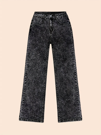 Kessoro women's high-waisted wide-leg jeans in a classic blue denim colourway