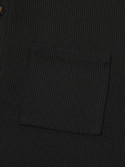 Men's textured long sleeve henley shirt in khaki, white, black, grey and burgundy, colour option 2 side view