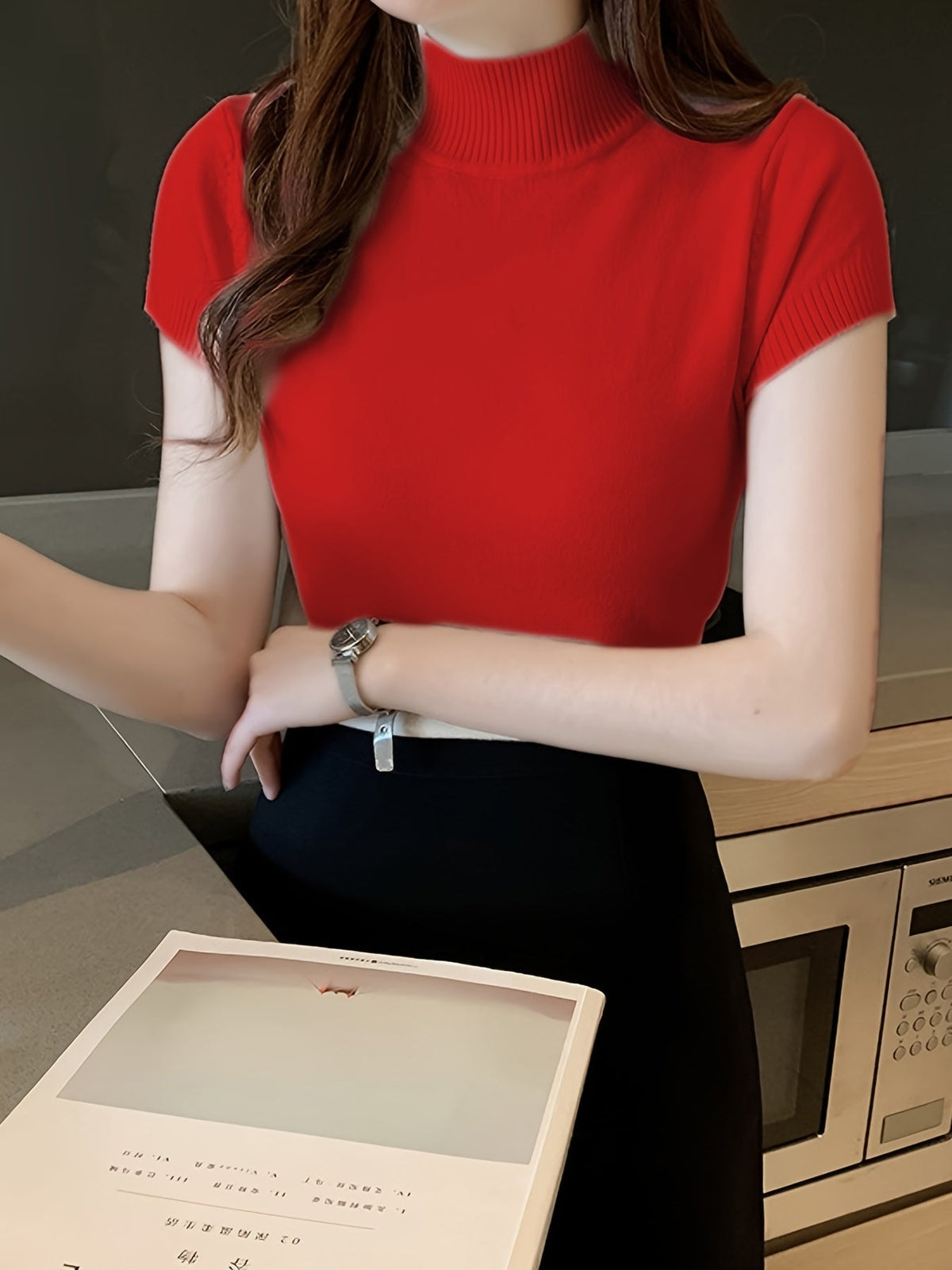 Kessoro women's short-sleeve mock-neck top in one of five colourways, view 25 of 29