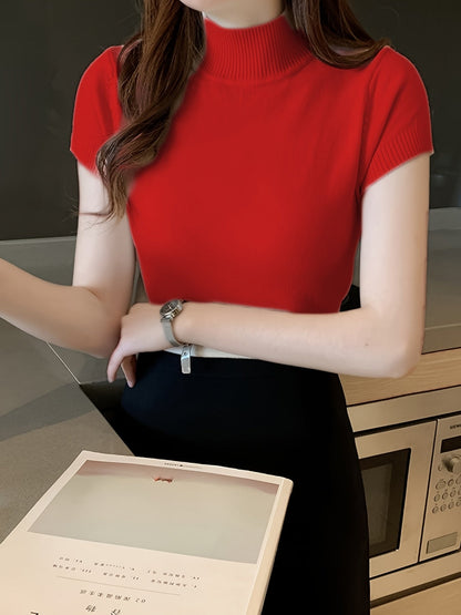 Kessoro women's short-sleeve mock-neck top in one of five colourways, view 25 of 29