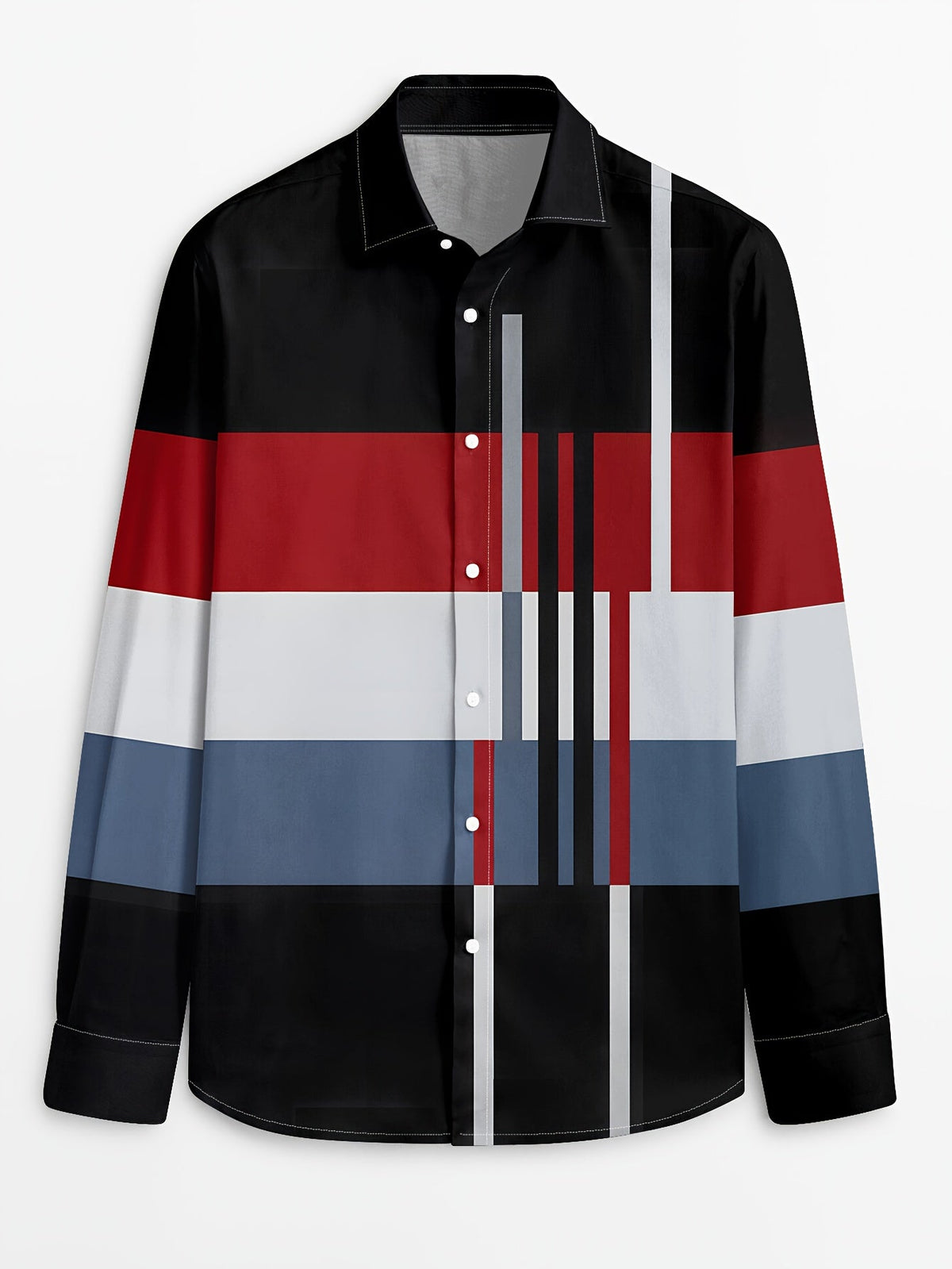 Kessoro men's colour-block long-sleeve shirt in brown, dark grey or black, view 15 of 17