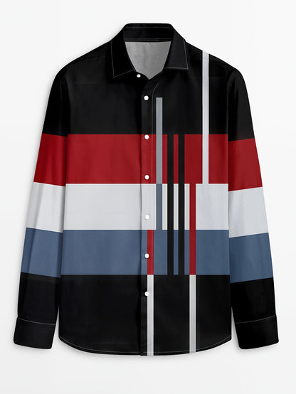 Kessoro men's colour-block long-sleeve shirt in brown, dark grey or black, view 15 of 17