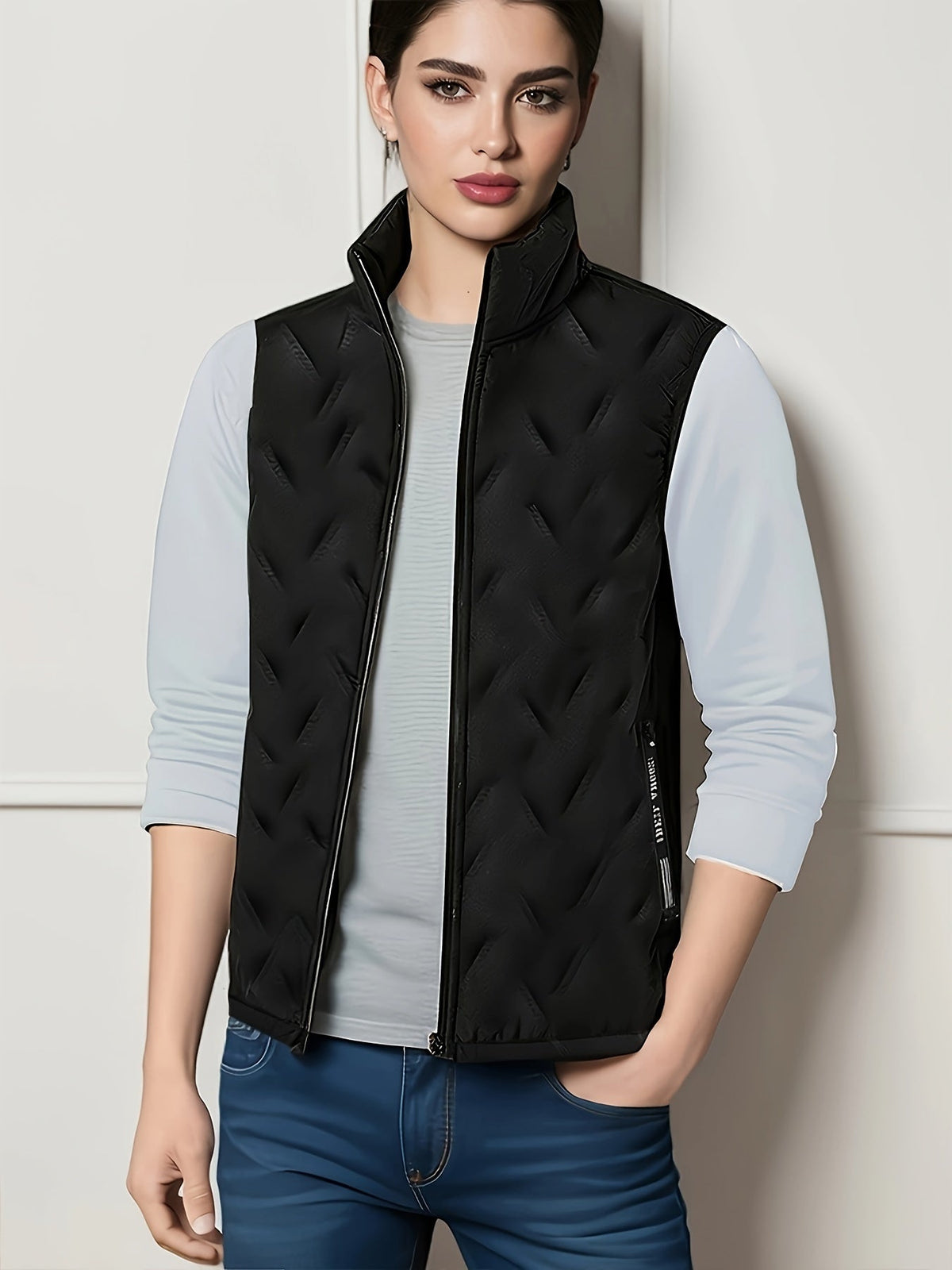 Kessoro Men's Fleece-Lined Stand Collar Vest in black - men's apparel, view 9 of 9