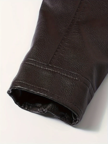 Kessoro men's classic stand-collar moto jacket in coffee brown - product view 7