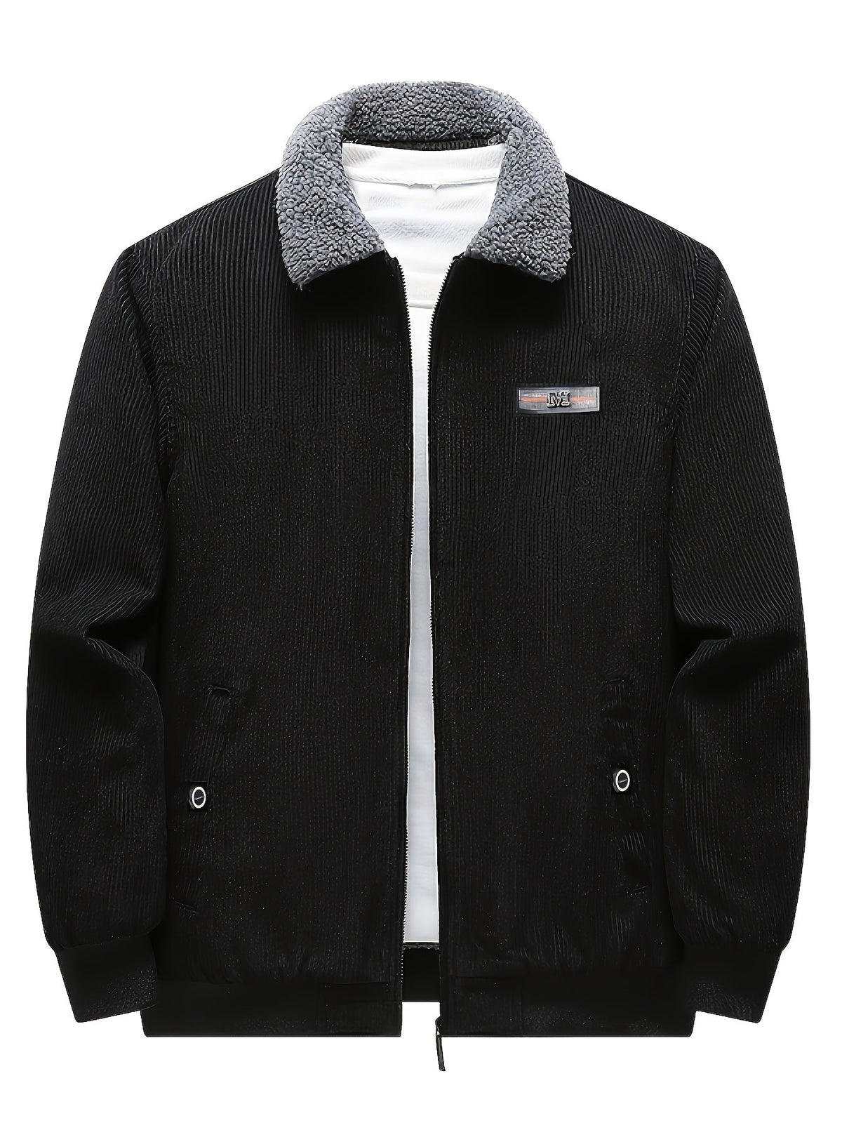 Kessoro men's plush-lined stand-collar workwear jacket in black and khaki - product view 4