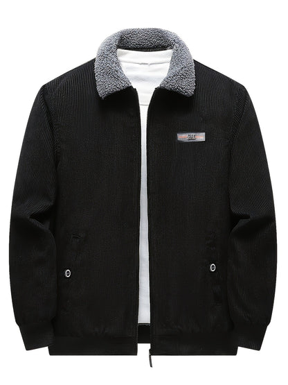 Kessoro men's plush-lined stand-collar workwear jacket in black and khaki - product view 4
