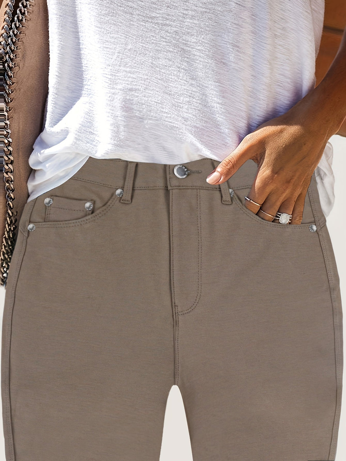 Kessoro women's high-waisted stretch skinny jeans shown in a range of denim and solid colourways