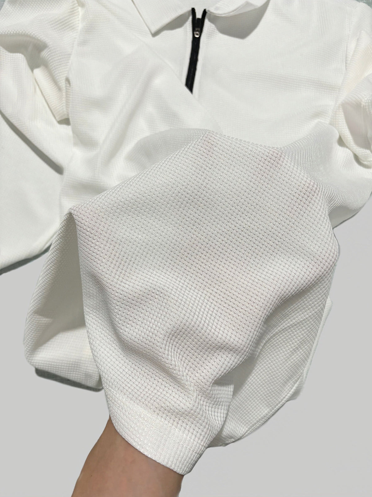 Kessoro Men's Waffle-Knit Two-Piece Outfit Set in white and black, image 7 of 21.