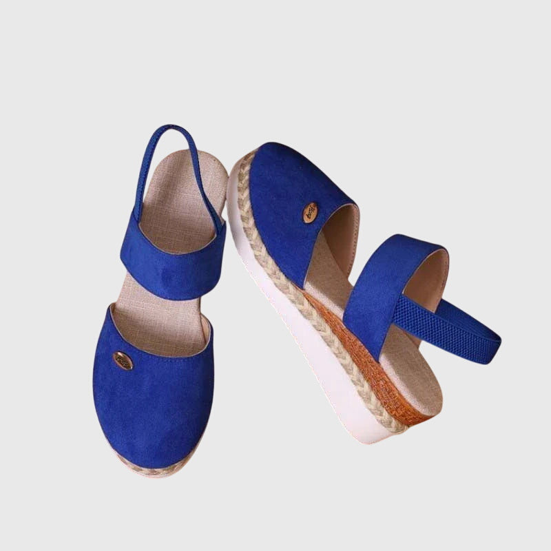 Women's cushioned adjustable-strap wedge sandals in beige, pink, red, grey and black — Kessoro, image 6 of 11