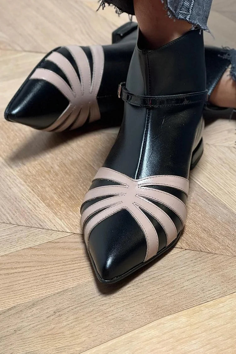 Kessoro women's pointed toe geometric ankle boots in black