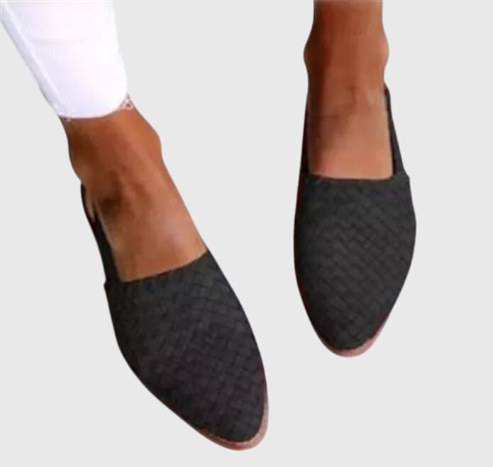 Women's woven pointed-toe slip-on flats in light brown, red, white, black, blue and green — Kessoro, image 7 of 8