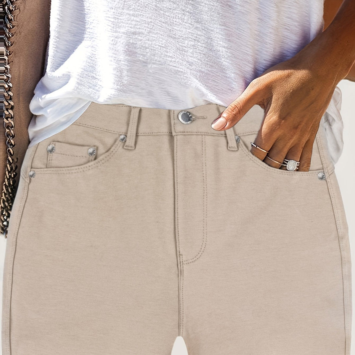 Kessoro women's high-waisted stretch skinny jeans shown in a range of denim and solid colourways