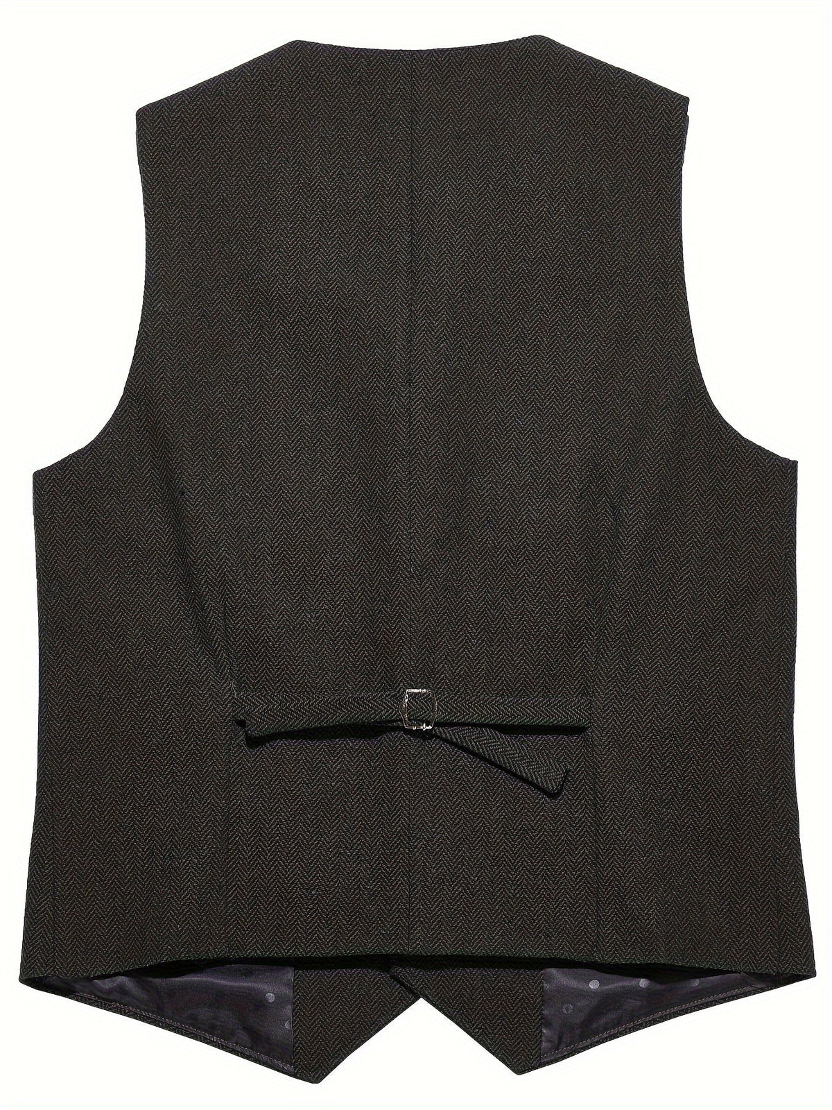 Kessoro Men's Refined Herringbone Tailored Waistcoat in black, coffee brown, royal blue, green and light brown - men's apparel, view 3 of 35