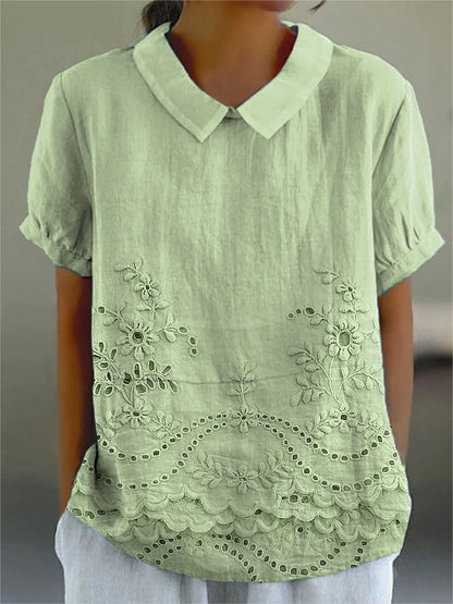 Kessoro women's floral embroidered casual shirt in pink, white, blue, green, purple, orange and red