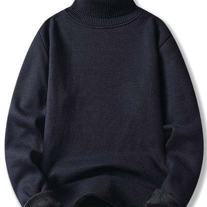 Kessoro men's cozy ribbed roll-neck sweater with a lined interior in muted winter colourways