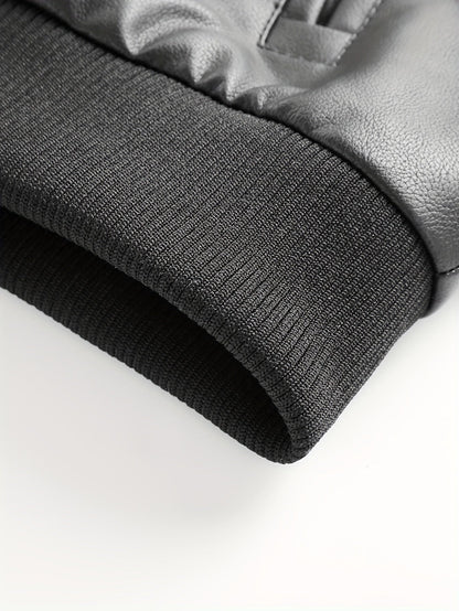 Kessoro men's hooded moto biker jacket in black, dark grey or coffee brown, view 16 of 30