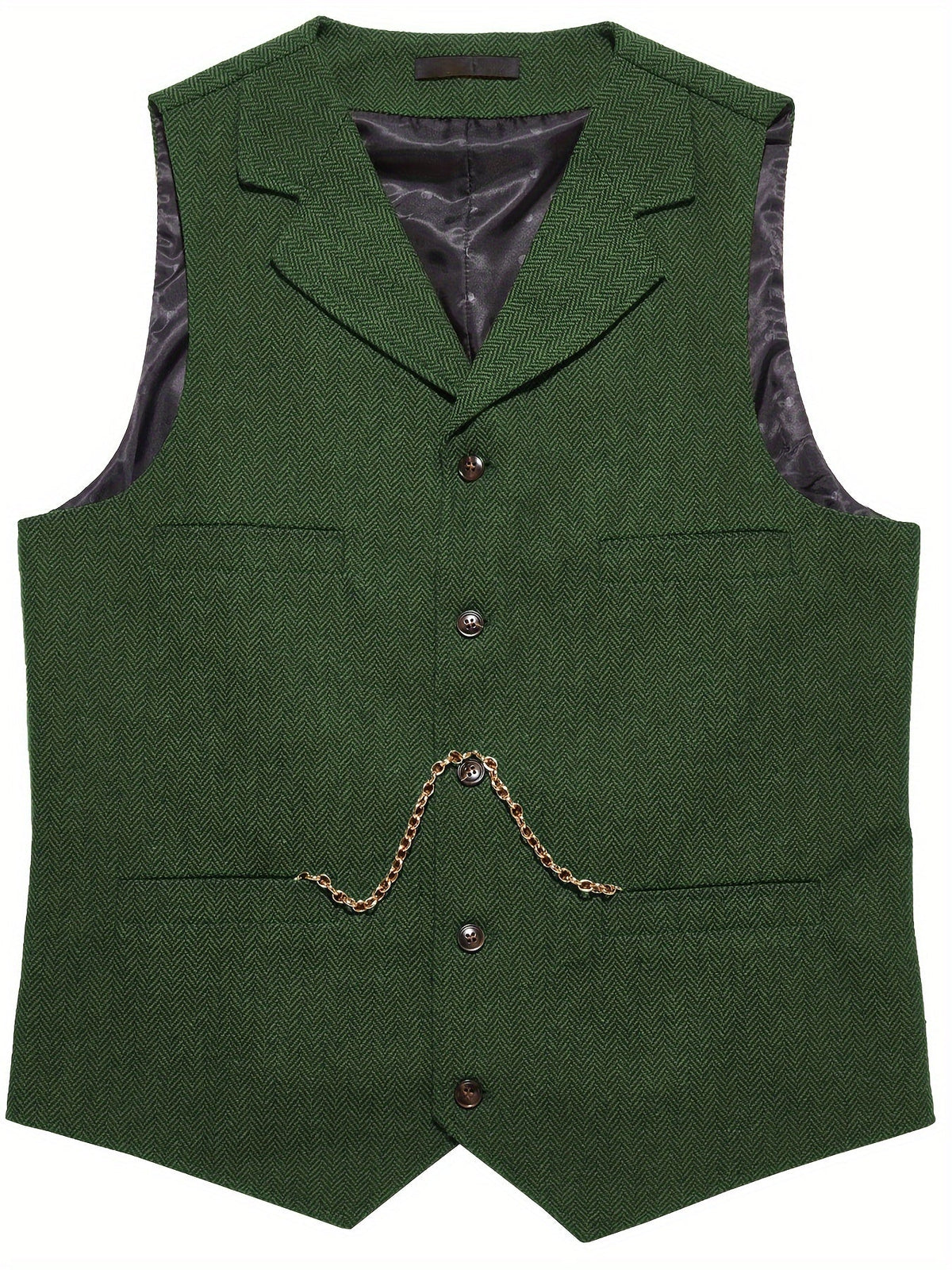 Kessoro Men's Refined Herringbone Tailored Waistcoat in black, coffee brown, royal blue, green and light brown - men's apparel, view 25 of 35