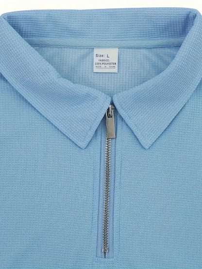 Kessoro men's classic zip shirt and shorts set in khaki, blue, white, black, olive, gray and green, for men
