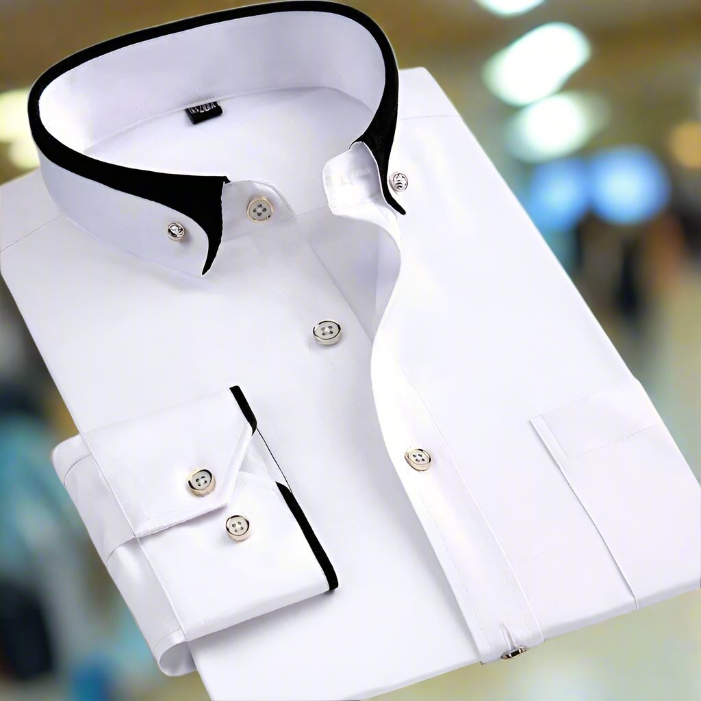 Men's classic long sleeve button-down dress shirt
