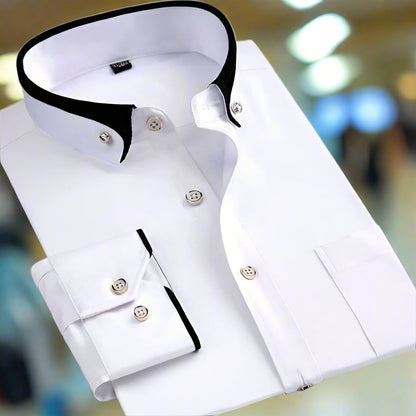Men's classic long sleeve button-down dress shirt