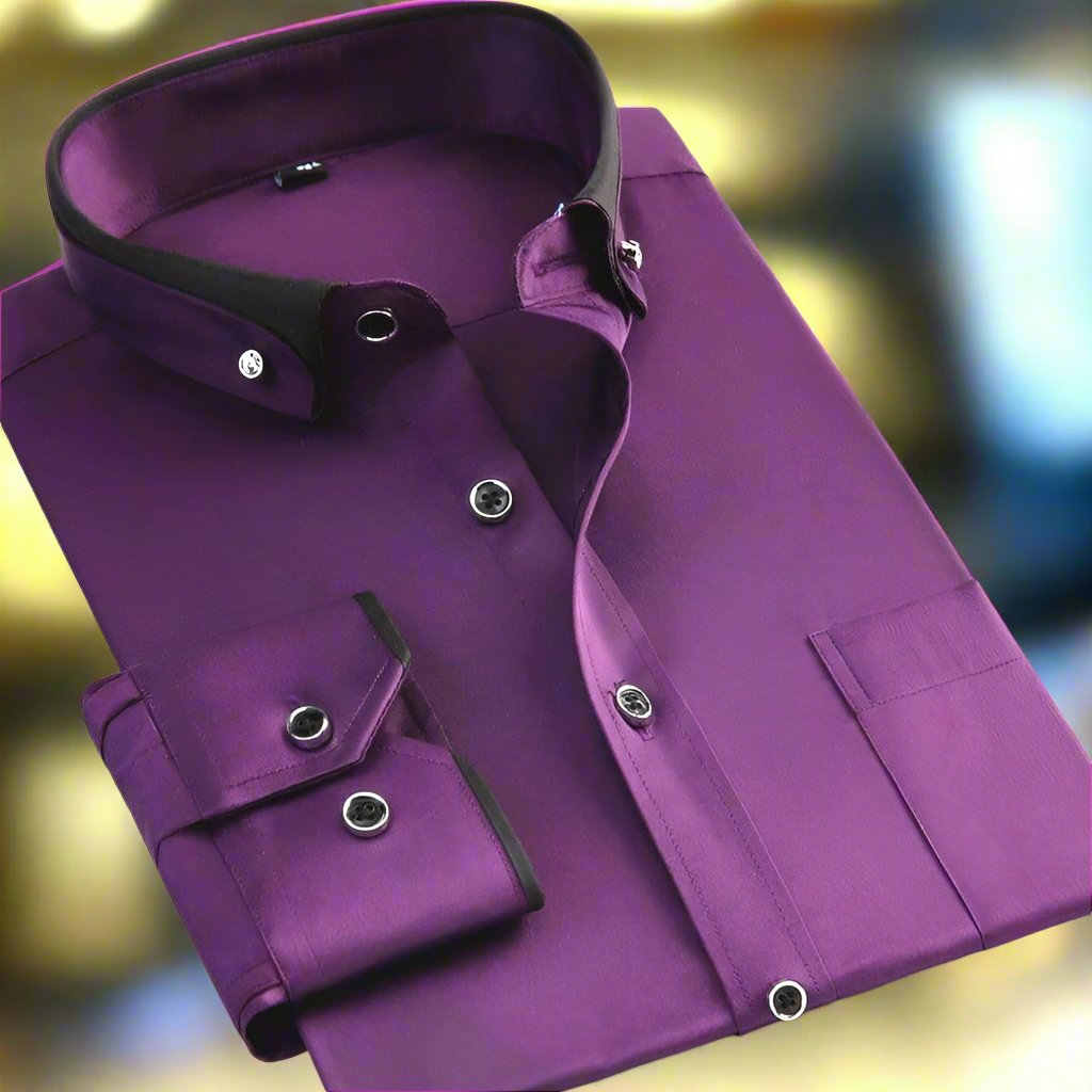 Men's classic long sleeve button-down dress shirt