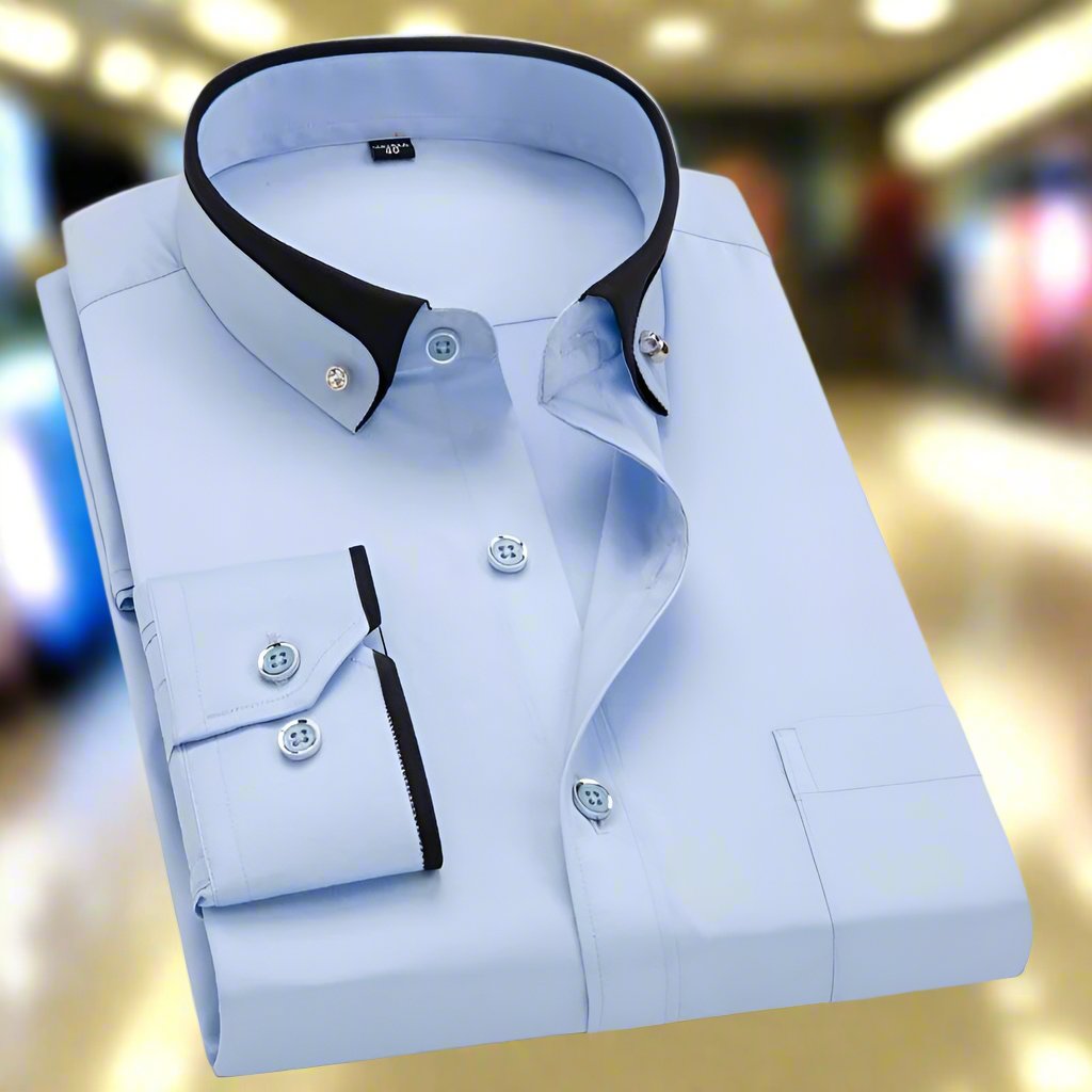 Men's classic long sleeve button-down dress shirt