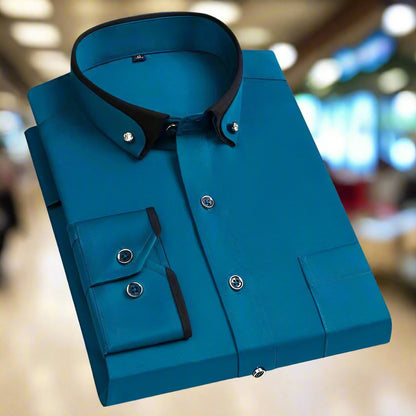 Men's classic long sleeve button-down dress shirt