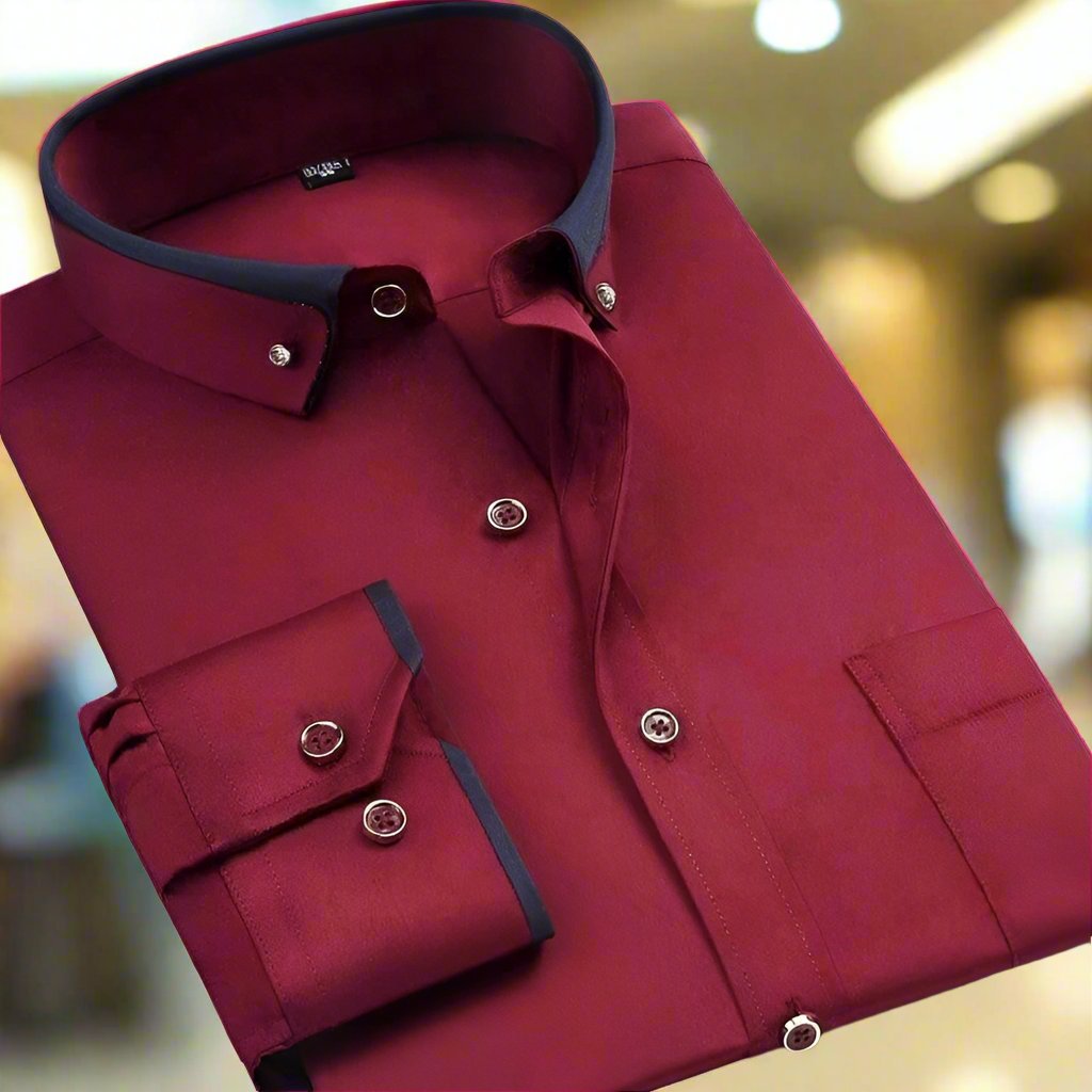 Men's classic long sleeve button-down dress shirt