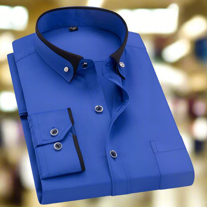 Men's classic long sleeve button-down dress shirt